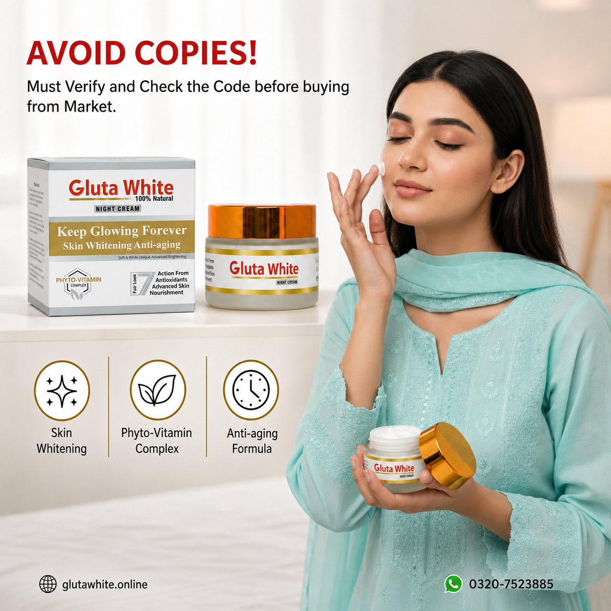 Gluta White Cream for Face Whitening & Brightening