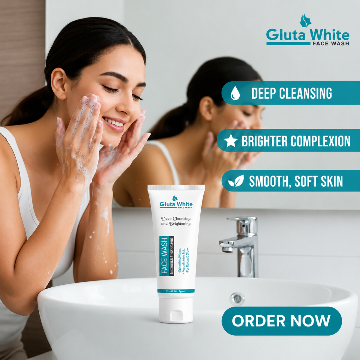 Gluta White Face Wash for Face Glowing & Brightening